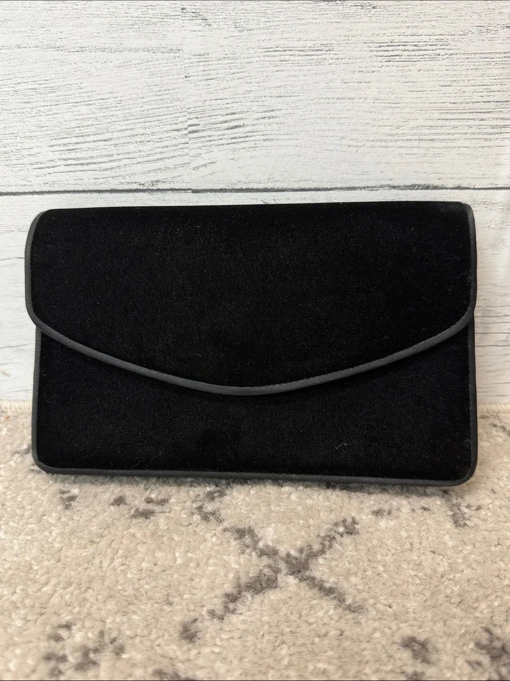Black Velvet Envelope Clutch by Valerie Stevens